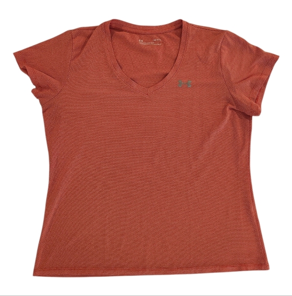 Under Armour Red-Orange V-Neck Top Women's Size Large - Picture 1 of 5